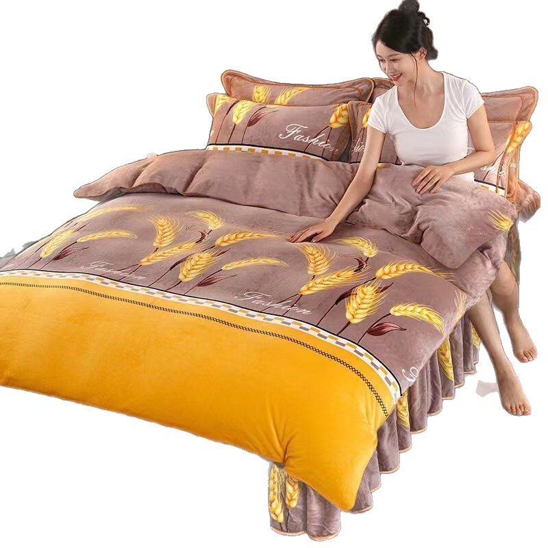 Winter Double Thickeneded Double-Sided Velvet Quilt Cover Single Flannel Plush Warm Quilt Cover Coral Special Price Fleece-Lined Single Piece