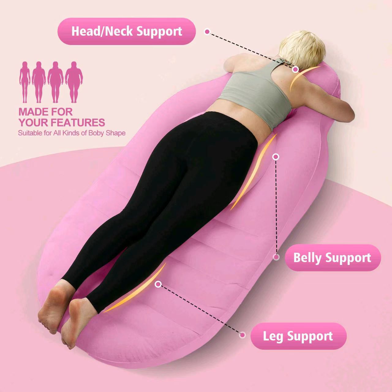 Inflatable Pregnant Women Air Cushion Cross-border in stock PVC Inflatable Pregnant Women Cushion Sleeping Mattress Concave-convex Comfortable Pregnant Women O-type Sleeping Mat