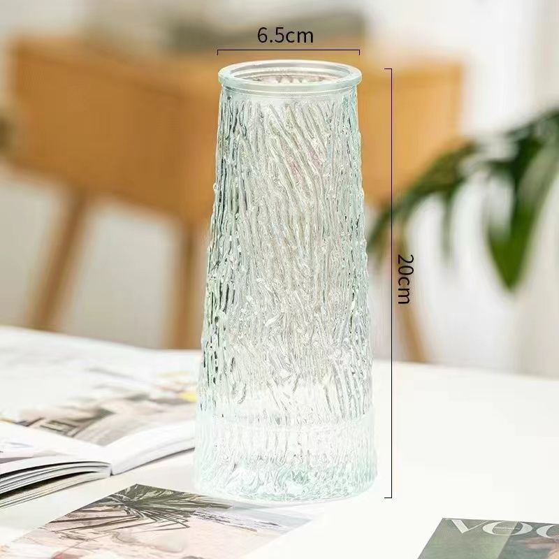 Cone-Shaped Transparent Glass Vase, Trendy and Simple Hydroponic Flower Arrangement for Living Room Decoration