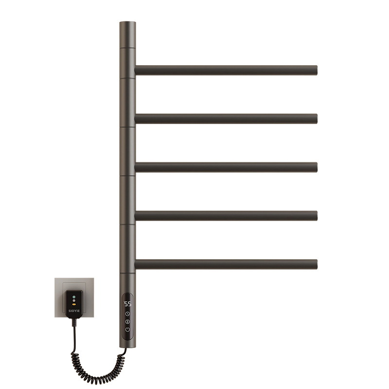 Rotating Electric Heated Towel Rack Smart Home Bathroom Toilet Carbon Fiber Heated Drying Towel Bar Storage Rack