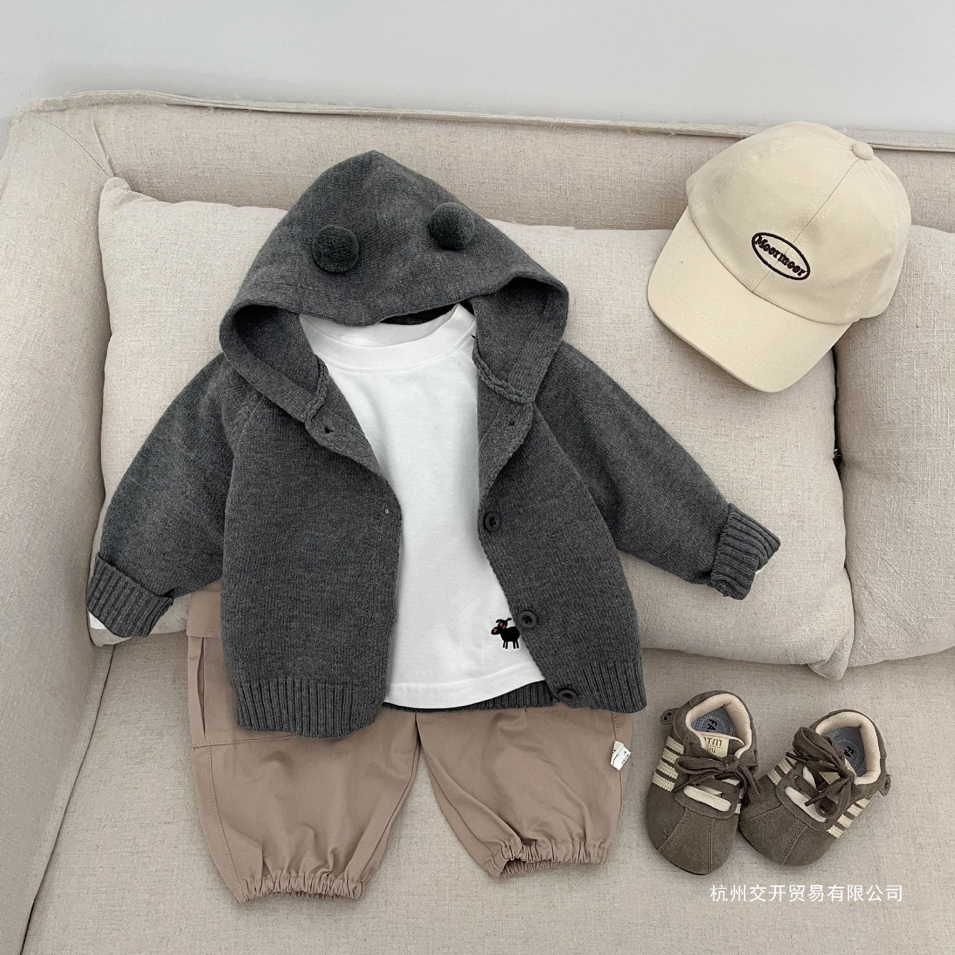 Children's Sweater Jacket 2025 Autumn New Korean Style Cute Hooded Knitted Cardigan for Boys and Girls Baby Autumn Clothes