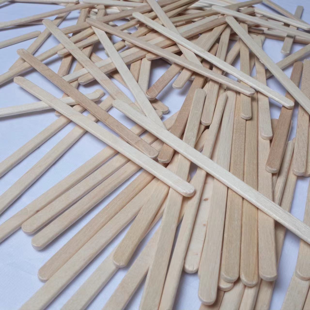 Coffee Stick Drink Stirring Stick Round Head Flat Head Multi-Size Wood Chip Shaving Stick for Commercial Machines