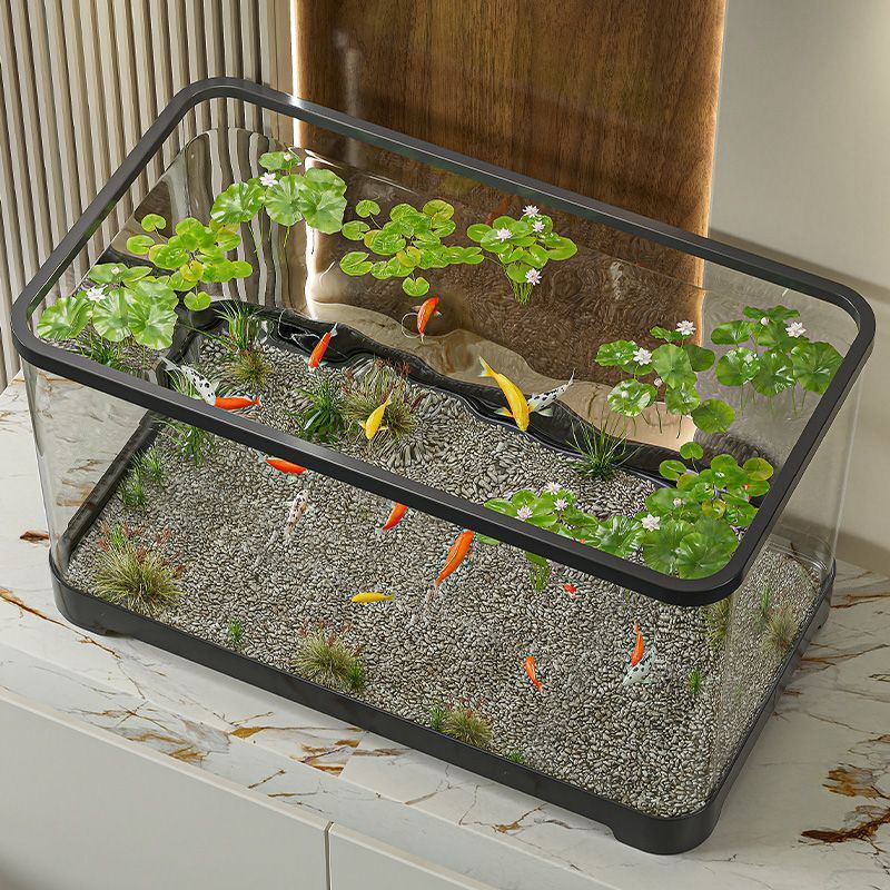 Акриловый прозрачный аквариум пластиковый аквариум для золотых рыбок, маленький домашний экологический аквариум с нижним сливом, настольный водный аквариум