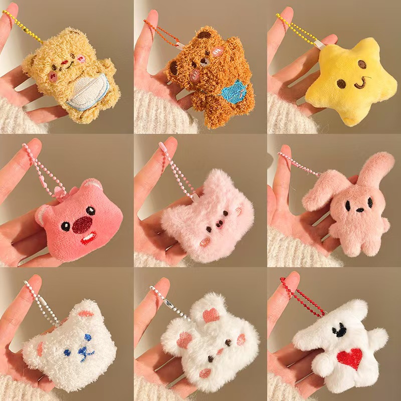 Wholesale of Small Promotional Gifts: Cute, Fluffy, Cartoon-Style Plush Toys, Small Pendants, Doll Keychains, and Bag Charms