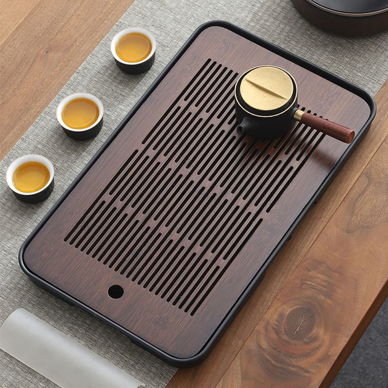 Portable Tea Tray Household Bamboo Dry Foam Tray New Chinese Style Water Storage Drain Tea Table Tea Set Tray Simple Japanese Style Tea Tray