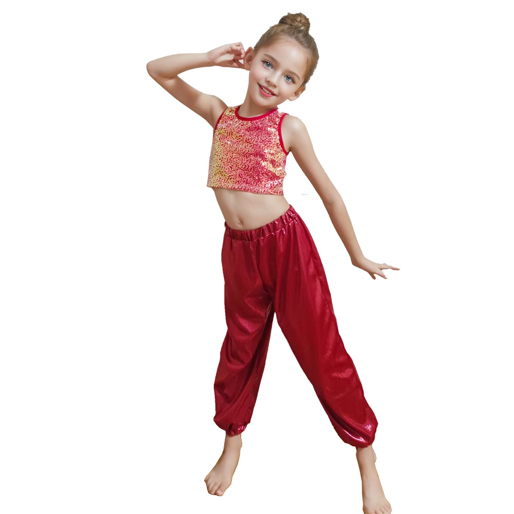 Hip-hop Square Dance Vertical Strip Dying Performance Clothing Children's Art Show Trousers Laser Adult Lantern Pants