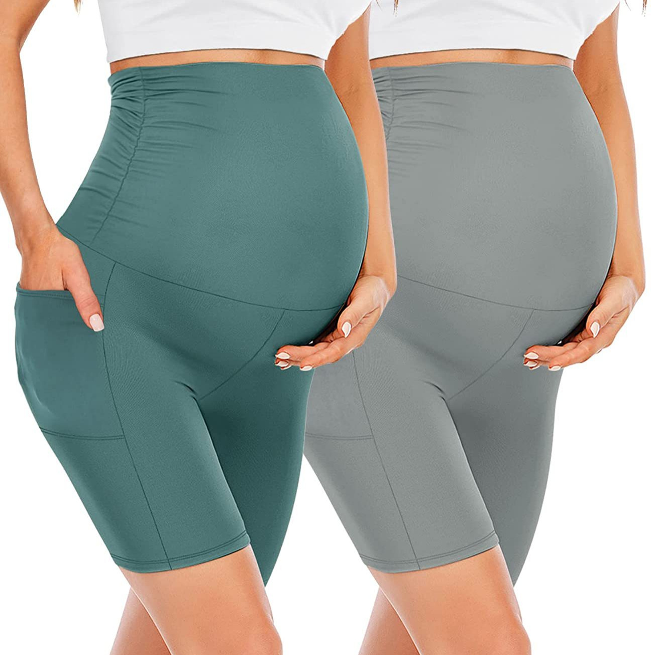 Летние безопасные брюки для беременных, нюдовые, поддержка живота на пять точек, высокие, универсальные шорты