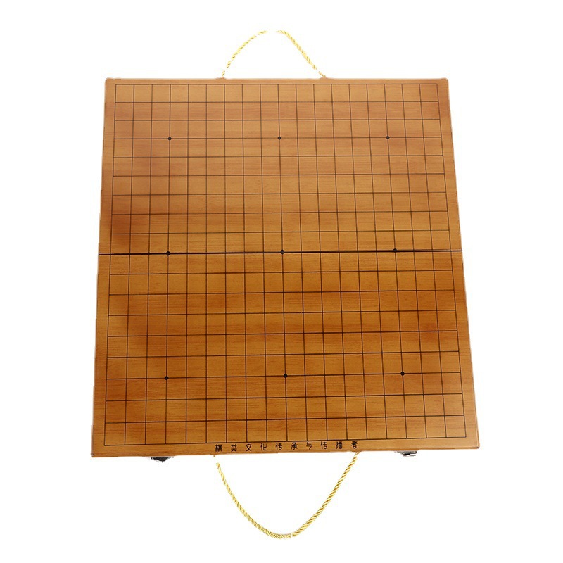 Factory Direct Supply Adult portable standard 19-way go packing box curved buckle imitation bamboo grain storage wooden box folding chessboard
