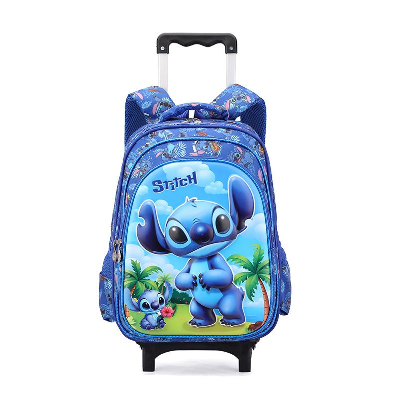 New Primary School Student Trolley Schoolbag 16inch Printed Fabric 2-5Th Grade Cartoon Kuromi Kidsren's Backpack