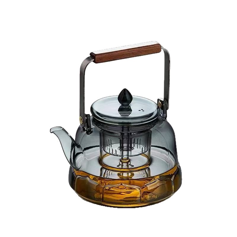 Heat-Resistant Steaming and Cooking Dual-Purpose Lianhu Teapot Large-Capacity High Borosilicate Glass Household Tea Set for Boiling Water and Making Tea