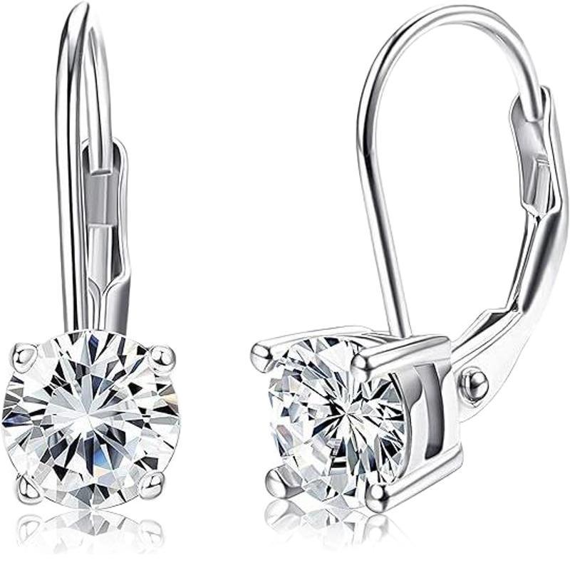 Cross-border Hot Selling 1 karat Moissanite Earrings Women's Fashion Elegant Light Luxury High-end Sense S925 Sterling Silver Earrings D Color