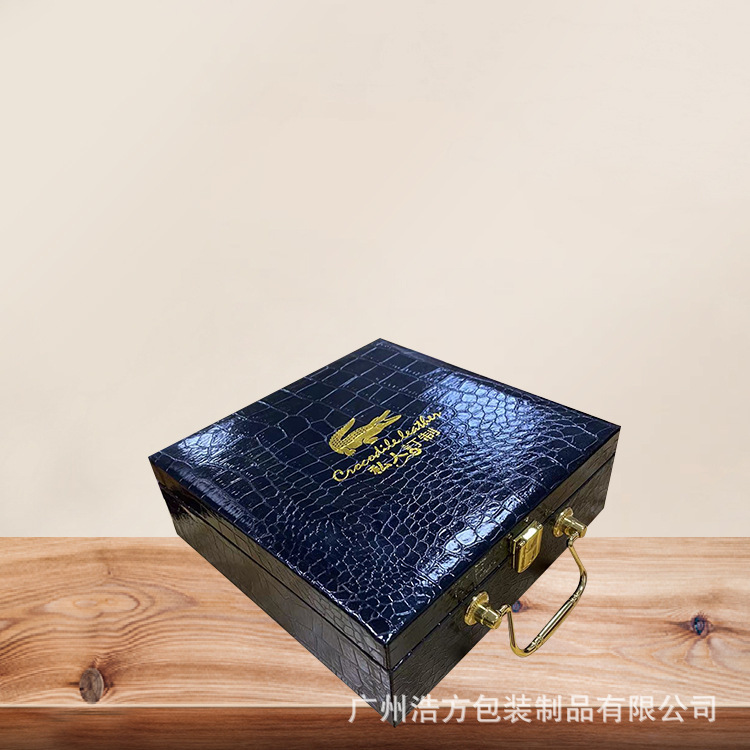 Spot crocodile grain belt wooden box belt belt box square box Tanabata Valentine's Day gift box hardware handle thick