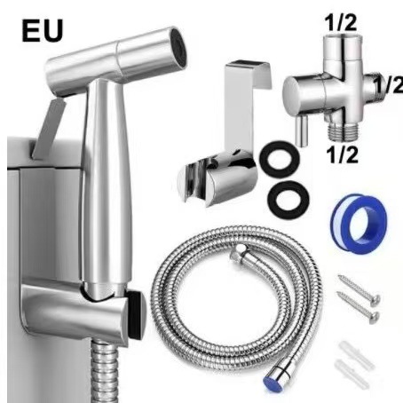 Cross-Border Foreign Trade Household Toilet Companion One in and Two Out Triangle Valve Bathroom Bidet High Pressure Booster Spray Gun Water