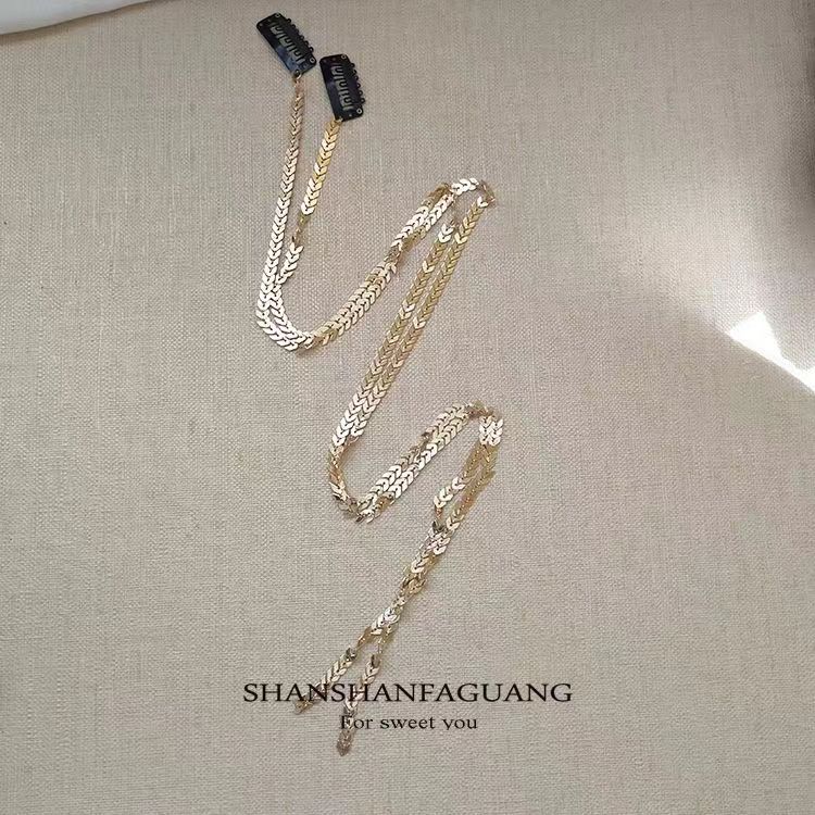 French Style Retro Golden Wheat Ear Hair Chain Women's Summer Super Fairy Bride Headdress All-match Disc Hair Accessories Pontail Hairpin Hairpin