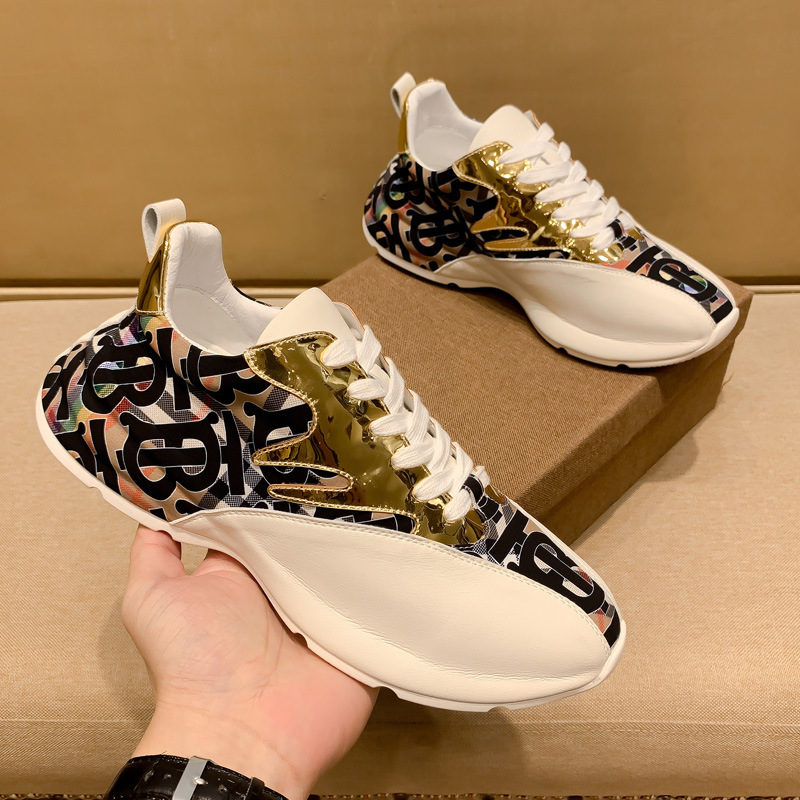 European Style Dad Shoes with Covered Heel, Trendy Genuine Leather Men's Casual Shoes, Thick-Soled Autumn and Winter Sports Shoes, Trendy Brand Men's Shoes