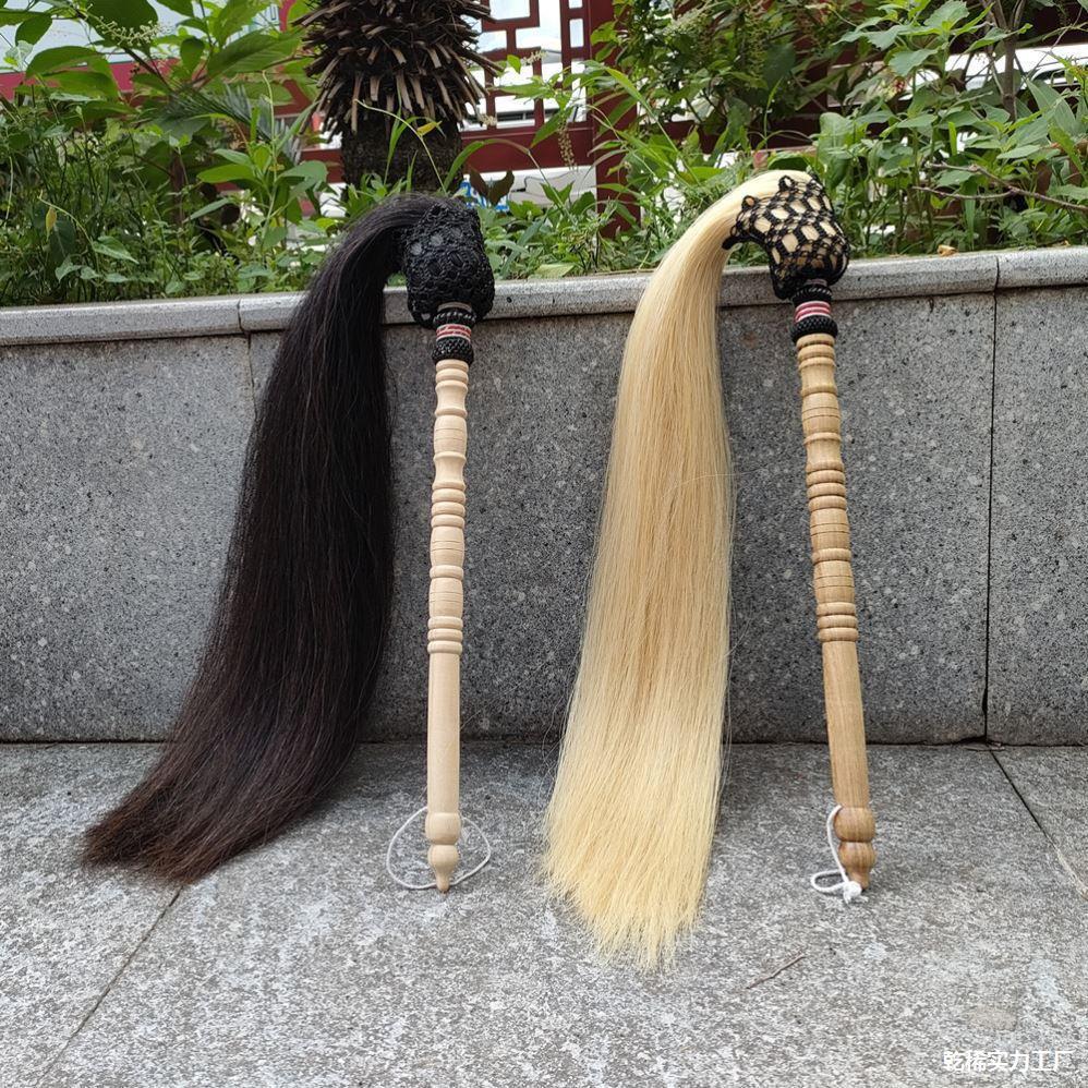 Ponytail Handle Dusting Brush, Tai Chi, Wudang Buddhist Martial Arts Practice, Handmade Fitness Dusting Brush, Peach Wood Dusting Brush, Others