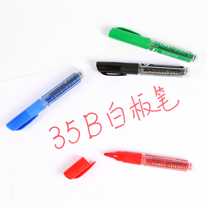 Whiteboard Pen Can Be Refilled with Ink, Erasable Blackboard Pen, Oil-Based Pen, Replaceable Refill, Easy-To-Erasure Writing Board for Kidsren and Teachers
