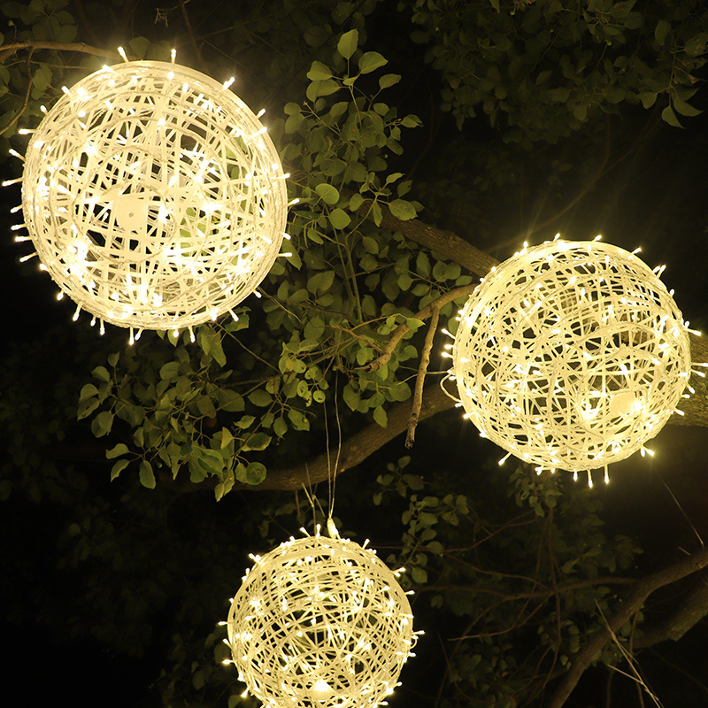Factory Direct rattan ball lamp outdoor waterproof hanging tree landscape lamp courtyard garden ball lamp Christmas engineering lighting decorative lamp