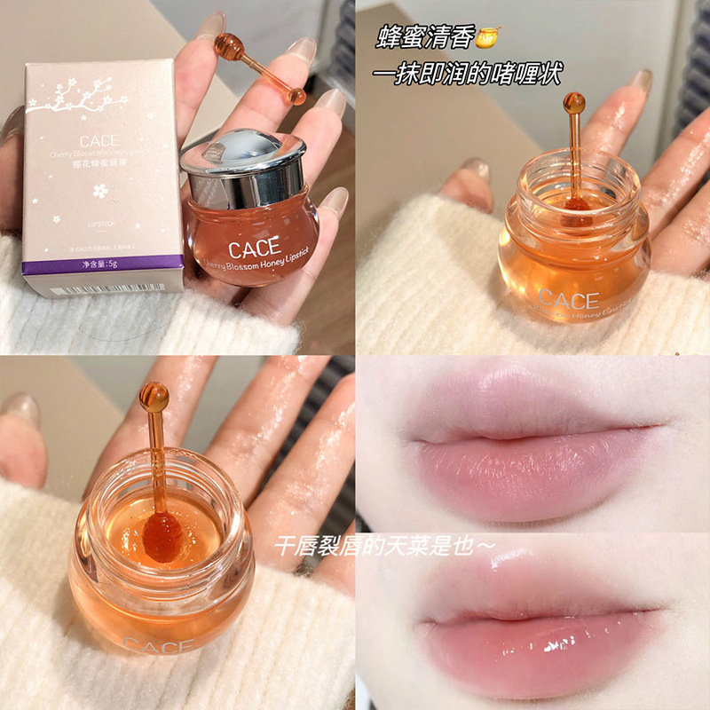 Cace Cherry Blossom Honey Lip Balm Moisturizing and Hydrating Lip Oil, Locks in Moisture, Non-Sticky, Affordable Wholesale Moisturizer