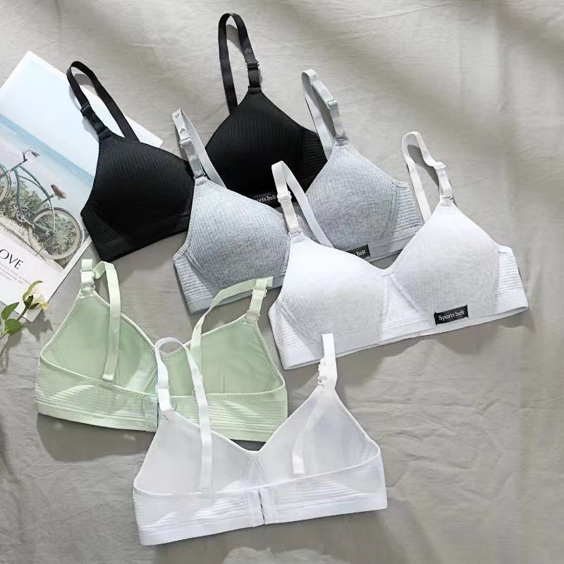 Cross-Border Southeast Asian Underwear for Female Students, Cotton, No Rims, Girls' Amusement Park Thin Bra, Simple Push-Up Bra