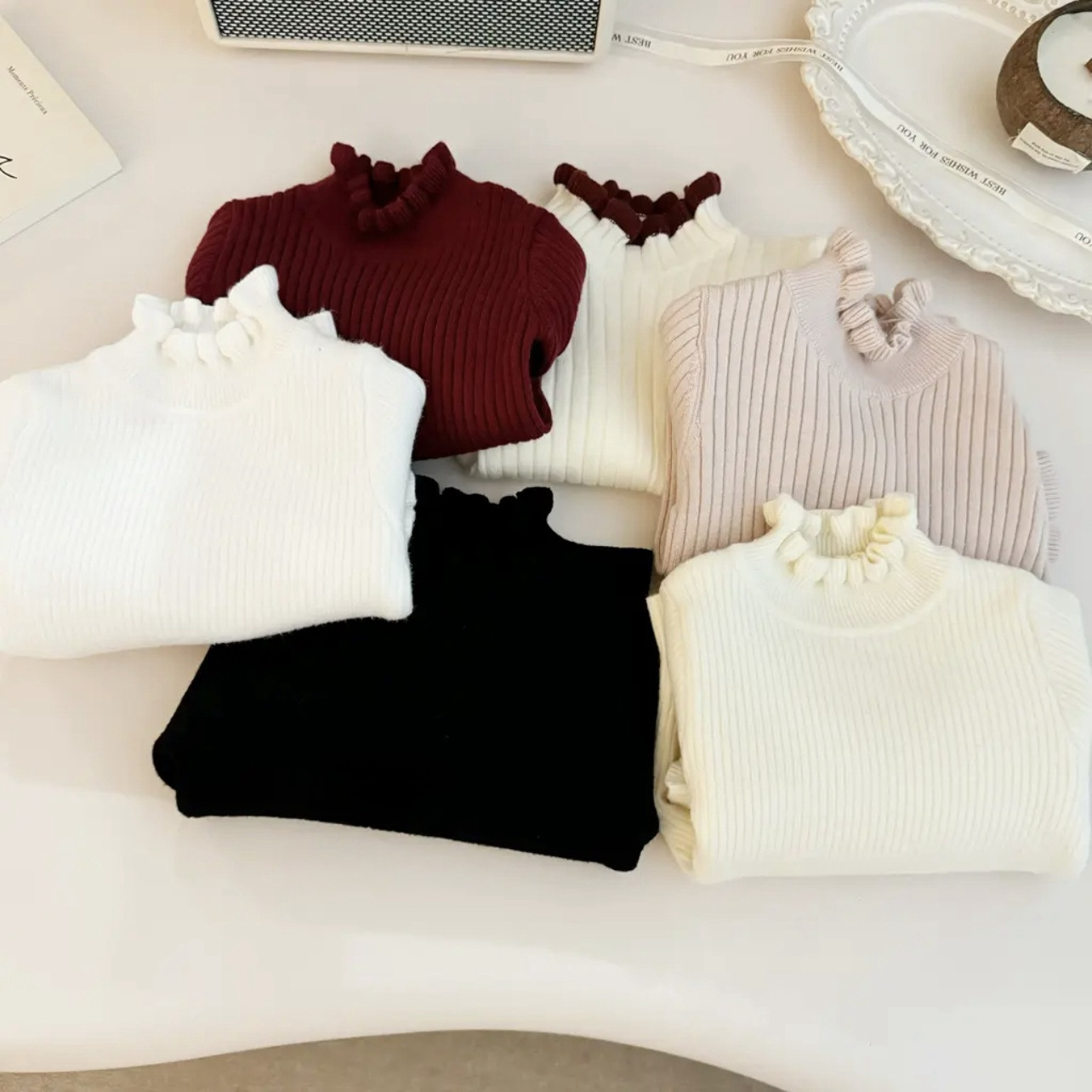 Cream Girls New Baby Top Little Girl Princess Ear Base Shirt Children's Sweater Cute Trend