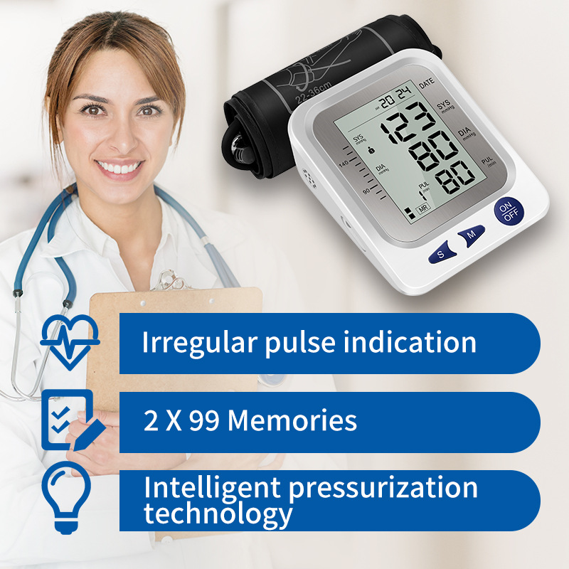 New Cross-Border Upper Arm Blood Pressure Monitor, Home Blood Pressure Monitor, Pulse Neutral Medical English Blood Pressure Measuring Instrument
