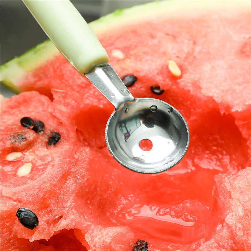Kitchen double-headed stainless steel fruit ball digger corrugated carving knife ice cream watermelon fruit platter scoop