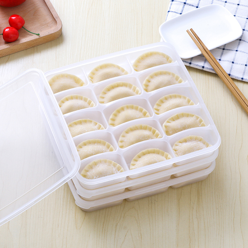 15-grid quick-frozen dumpling box single-layer with lid freezing box fresh-keeping non-stick Freezing Microwave thawing wonton box manufacturers