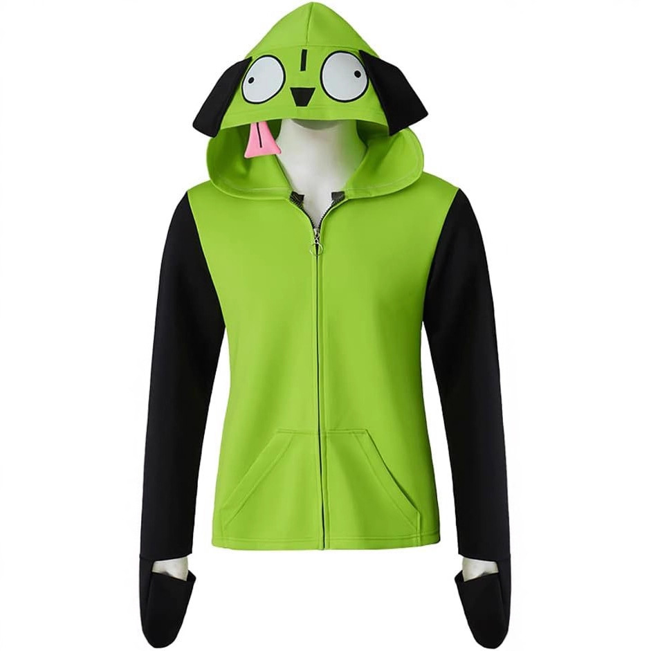 Зеленая толстовка косплей с капюшоном, куртка на молнии, мужские повседневные свитшоты