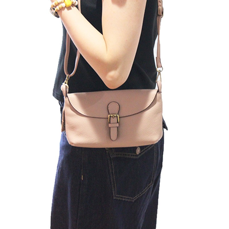 New first layer cowhide small satchel women's simple mobile phone bag shoulder bag Korean style retro artistic small and exquisite crossbody bag