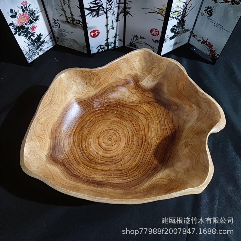 Экспорт через границу 2025 Новый европейский стиль твердой древесины фруктовая тарелка популярная на Xiaohongshu деревянная большая фруктовая тарелка фруктовая корзина