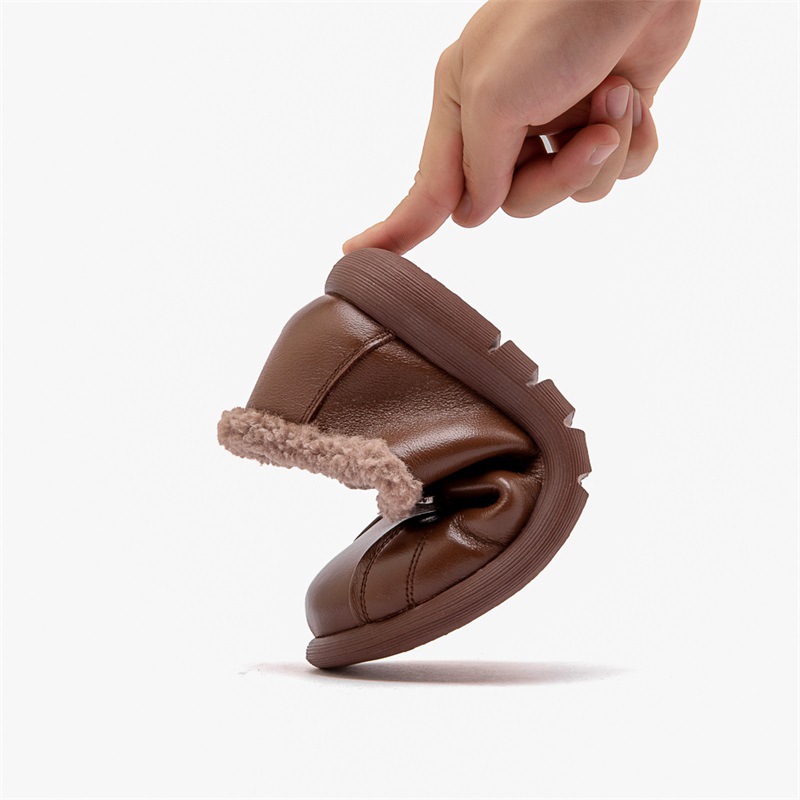 Winter New Wool Warm Mama Cotton Shoes Flat Non-slip Deep Outer Wear Single-layer Shoes Women's Middle-aged and Elderly Casual Mao Mao Shoes