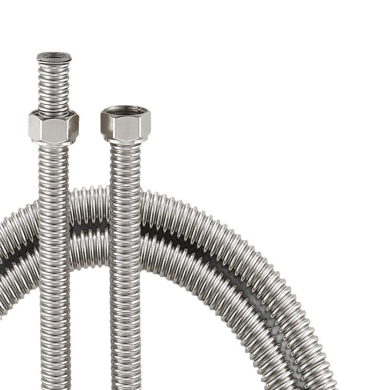 Stainless Steel 1/2 Inch Corrugated Pipe High-Pressure Explosion-Proof Hot and Cold Water Inlet and Outlet Metal Hose Internal and External Thread Extension Connecting Hose