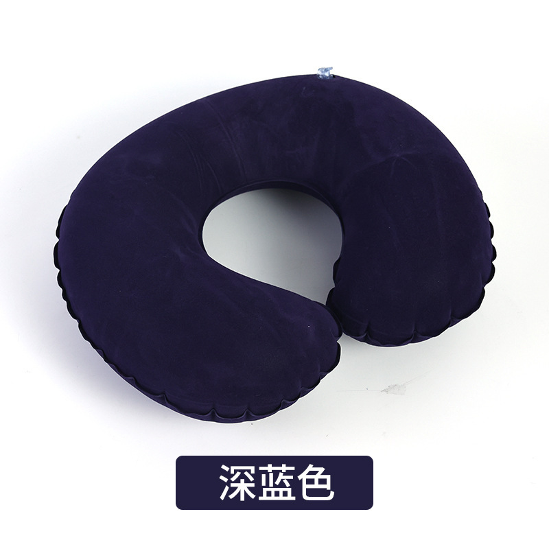 in stock travel inflatable pillow car airplane neck pillow U-shaped inflatable pillow pvc flocking travel pillow wholesale
