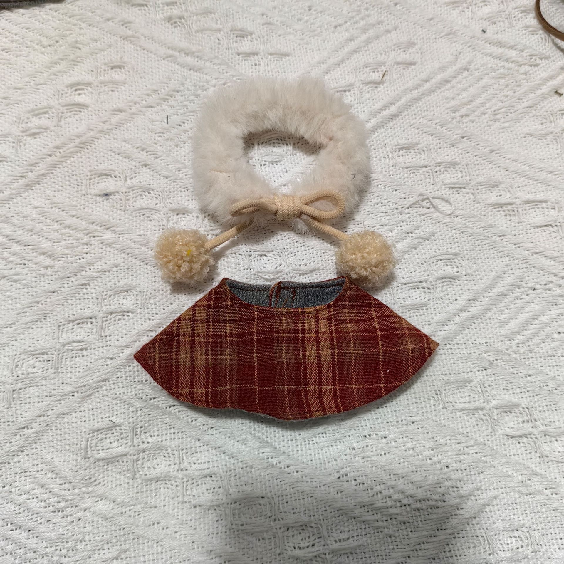 in stock West Highland Kitty Handdog 10-15cm Plush Toy Dress-up DIY Doll Plaid Doll Poncho