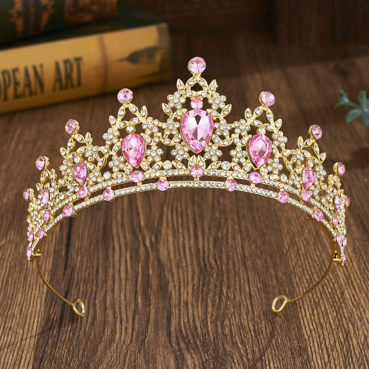 European and American Bridal Crown Headwear Cross-Border Colorful Rhinestone Headband Baroque Alloy Crown Wedding Dress Accessories