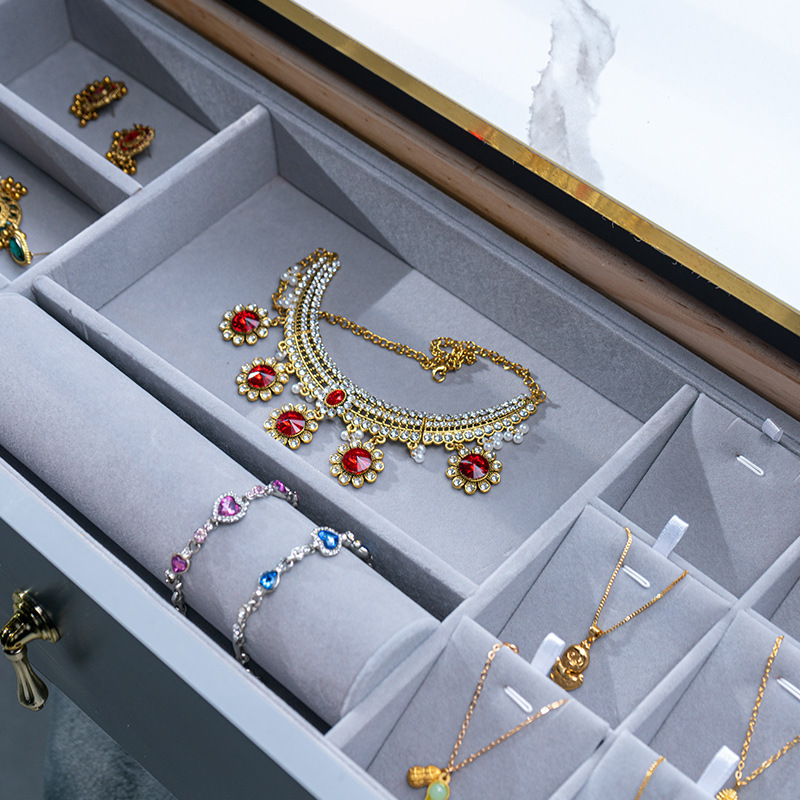 Customized Jewelry Box Size Velvet Ring Tray Necklace Earrings Storage Watch Case Wardrobe Dressing Table Storage Tray