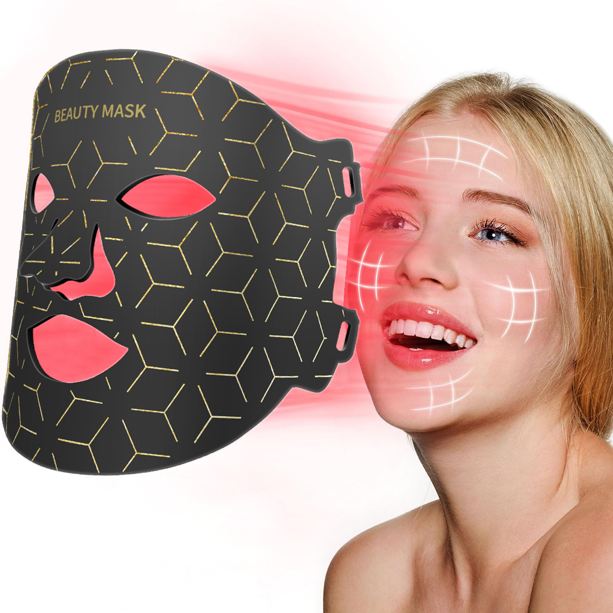 Silicone Mask Instrument Seven Color Light Mask Led Beauty Instrument 3D Three-Dimensional Beauty Mask with Neck Chest Rejuvenation