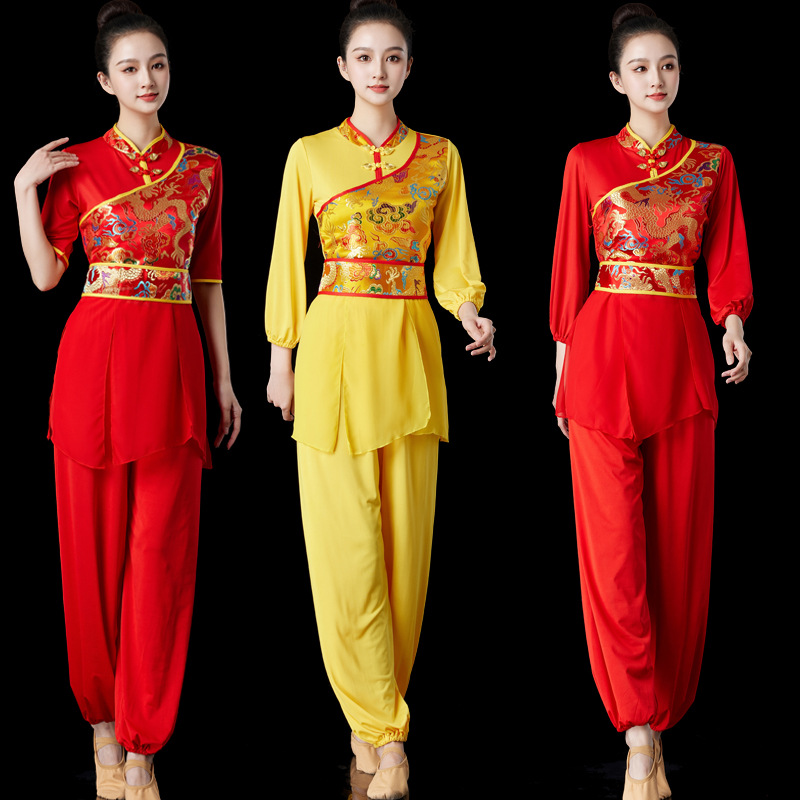 Костюм для выступлений костюм для барабана китайский стиль танцевальный костюм современный танец с веером Воггери Янко женский 6068