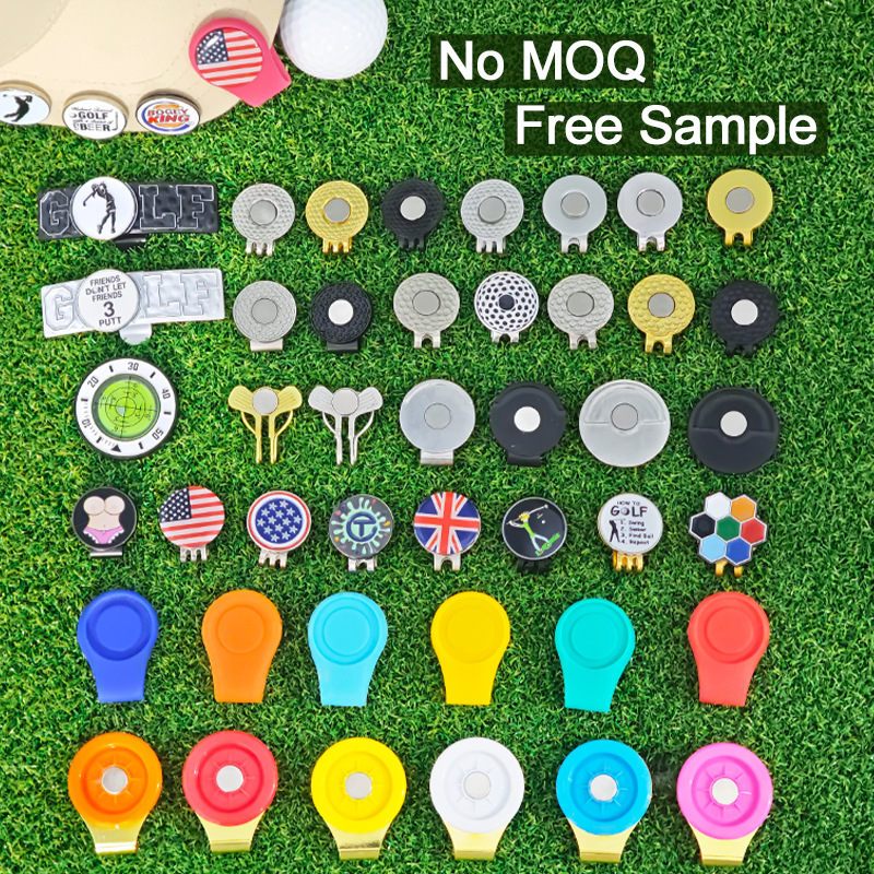 Manufacturer Customized Golf Divot Tool Green Fork Metal Ball Fork Cap Clip Enamel Ball Mark Paint Marker