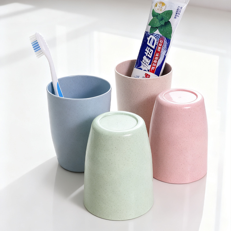 Toothbrush Cup, Wheat Straw Mouthwash Cup, Household Plastic Toothbrush Cup, Printed Logo Advertising Cup, Large Belly Cup, Water Cup