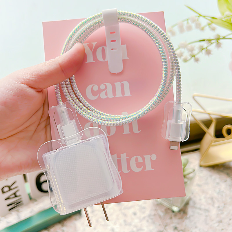 Suitable for Apple 20/18W Charger Protective Case 15/16 Data Cable Wire Bite Transparent Binaural Soft Shell