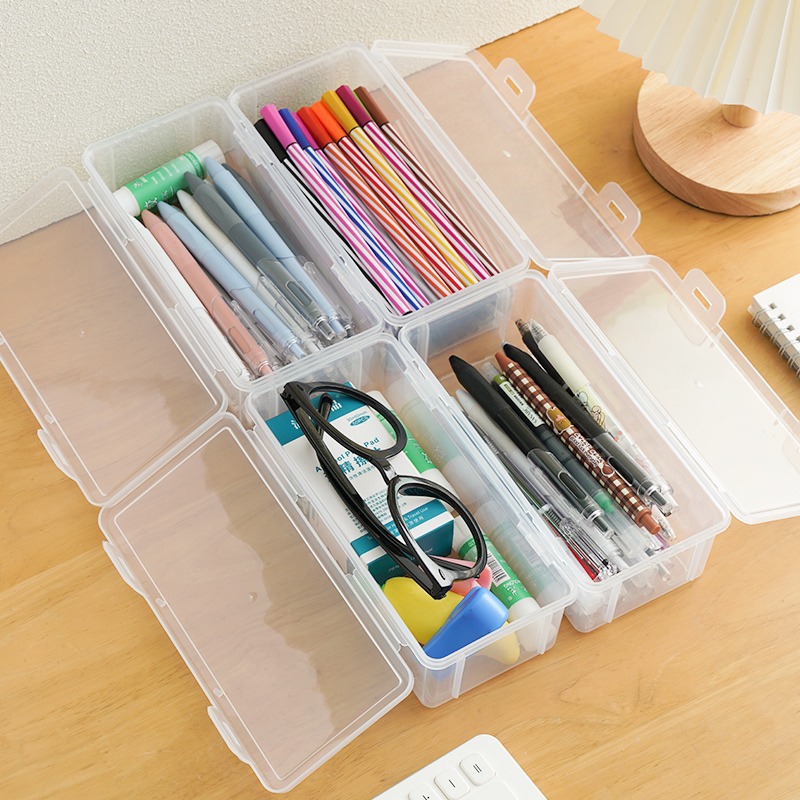 Pencil Storage Box Large Capacity Transparent Stationery Pen Holder Colored Lead Children's Crayon Painting Sketch Pen Bag Wholesale