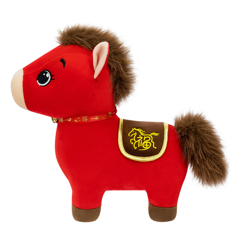 Year of the Horse Mascot Pony Stuffed Doll Fabric Chinese Style Doll Toy Ornament Wholesale Zodiac Horse Rag Doll