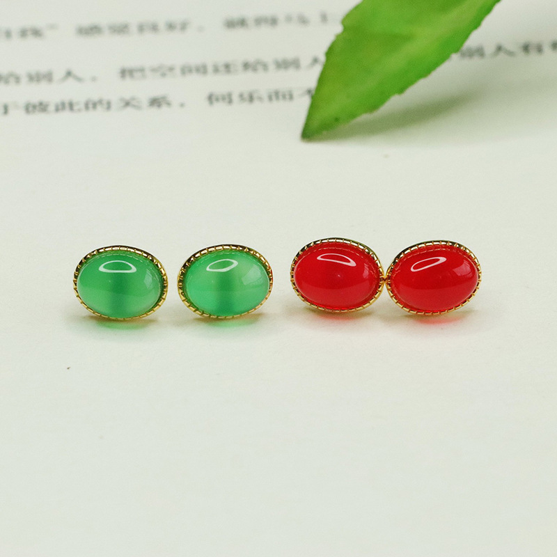 Серьги из зеленого агата Aiyu с иглой из серебра S925, серьги из халцедона, ювелирные изделия, оптовая продажа, прямая доставка S3101005