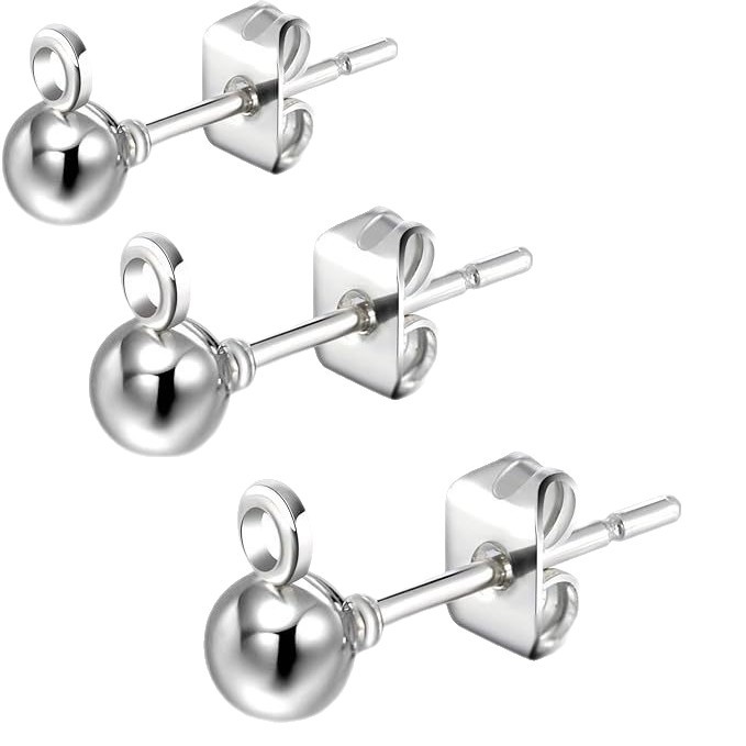 Simple couple earrings earplugs cross-border jewelry wholesale round flash sand earrings smooth earrings for men and women