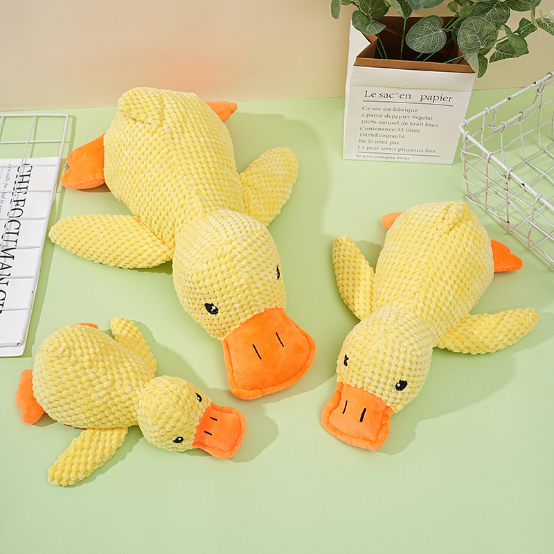 Dog Toy Plush Sleeping Yellow Duck Bite-resistant Molar Voice-relief Artifact Cat Pet Toy Charge Duck
