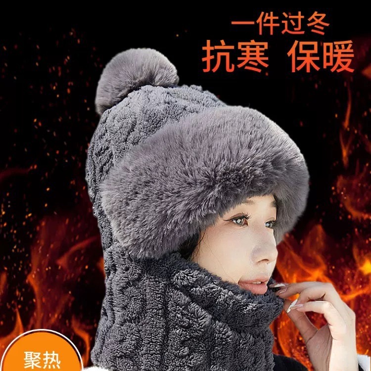Pullover hat scarf women's 2024 new winter all-match electric bike cycling warm artifact windproof neck
