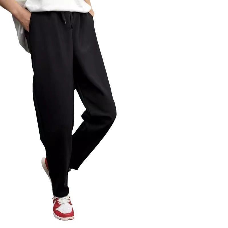 Classic Versatile Casual Sports Pants Men's Straight Pants Autumn and Winter Fleece Windproof Warm Pants Drawstring Elastic Waist