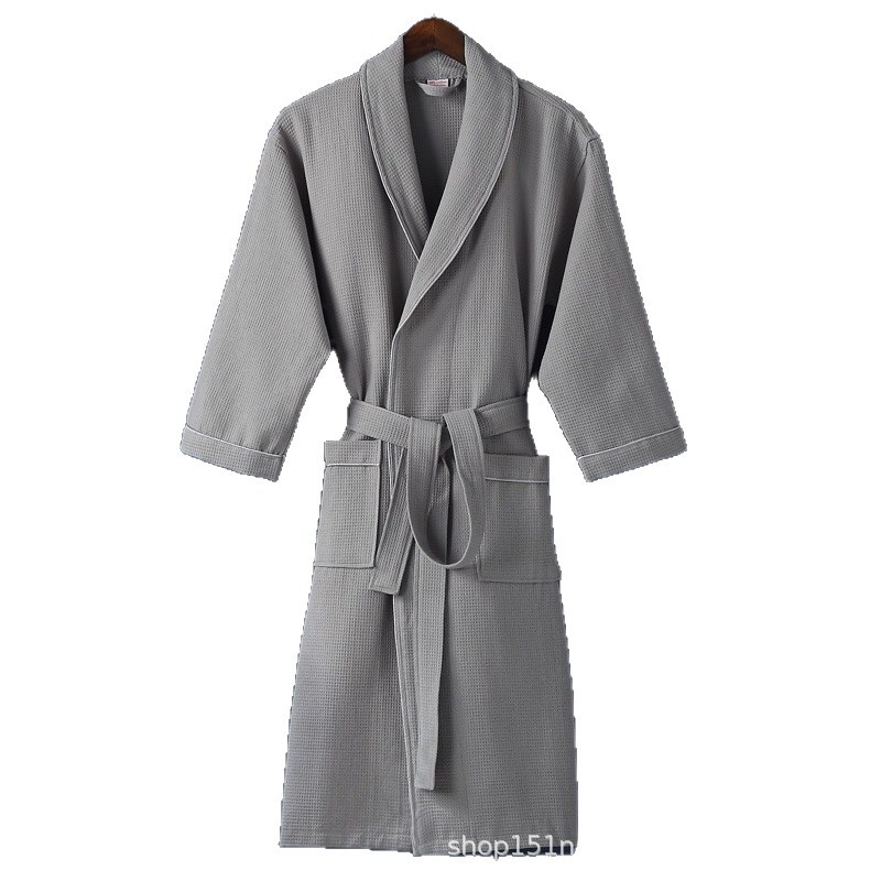 Beauty Salon Special Bathrobe for Women and Men, Hotel and Guesthouse Waffle Weave, All-Cotton, Absorbent, Thin Robe